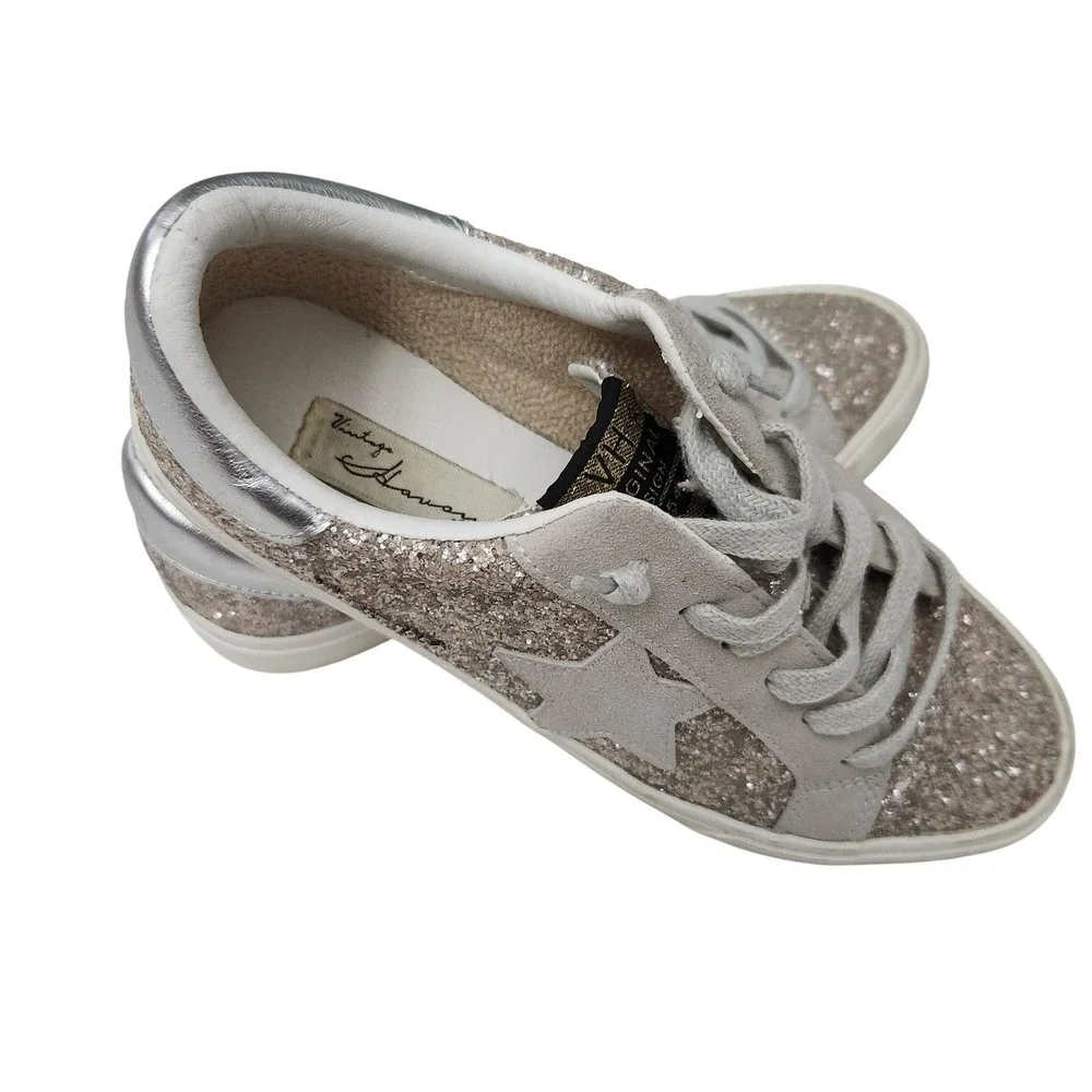 Vintage Havana Grande-8 Chunky Silver Multi Glitter Star Sneakers Womens 8